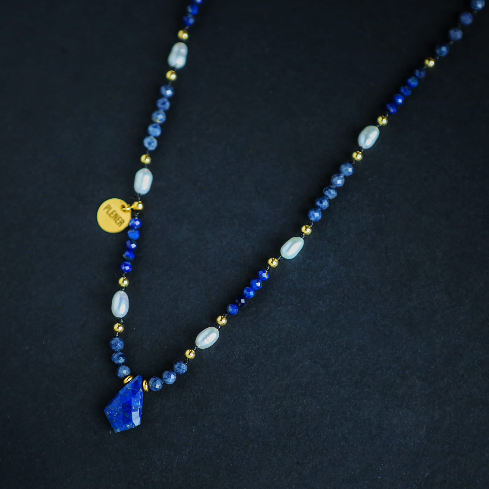 Naszyjnik Lapis Lazuli Szafir i Perły — zdjęcie 2