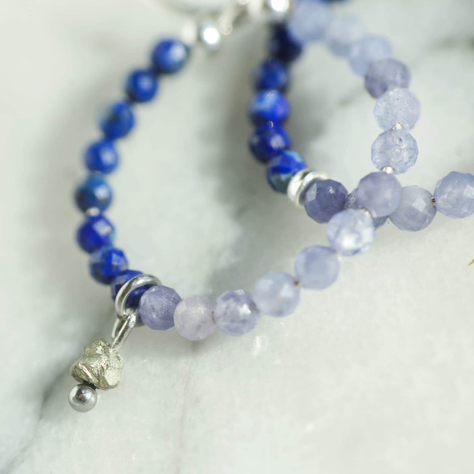 Kolczyki Koła - Tanzanit i Lapis Lazuli — zdjęcie 2